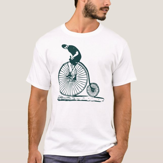T-shirt Un homme sur un penny Farthing - Vert foncé (Devant)
