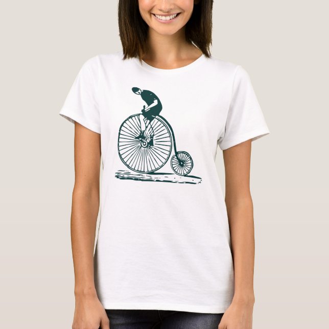 T-shirt Un homme sur un penny Farthing - Vert foncé (Devant)
