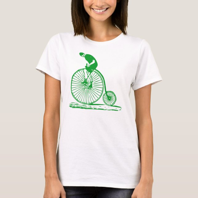 T-shirt Un homme sur un penny Farthing - Vert herbe (Devant)