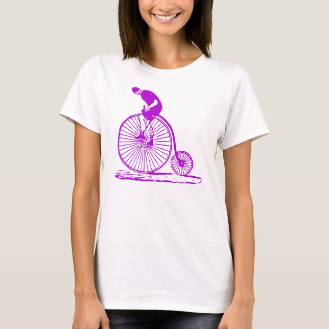 T-shirt Un homme sur un penny Farthing - violet (Devant)