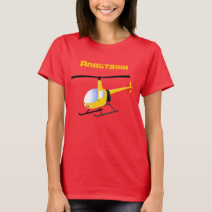 T-shirt Un joli hélicoptère de dessin animé jaune