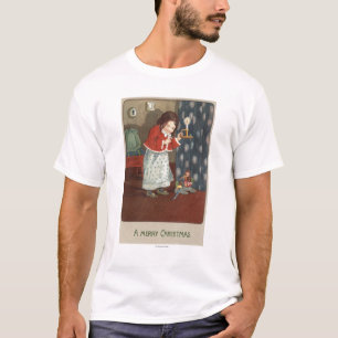 T-shirt Un joyeux ChristmasGirl tenant un chandelier