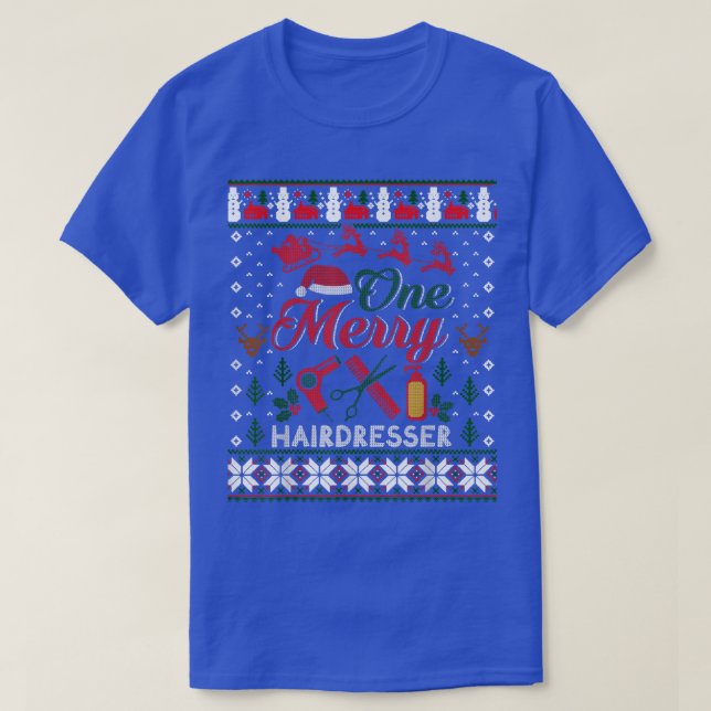 T-shirt Un joyeux coiffeur Stylo coiffeur Noël laid  (Design devant)