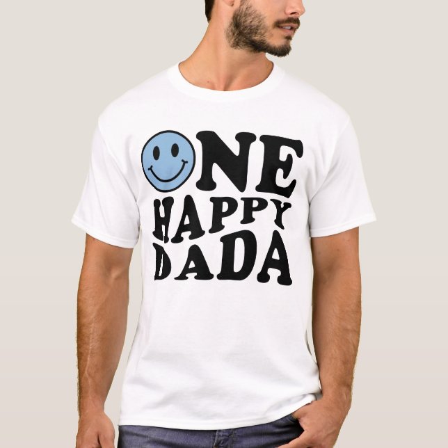 T-shirt Un joyeux Dada | Blue Matching One Family Birday (Devant)