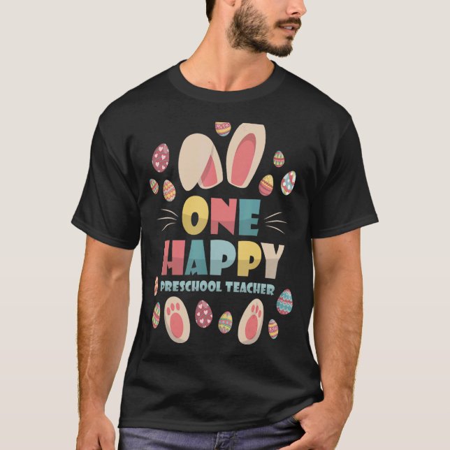 T-shirt Un Joyeux Enseignant Préscolaire Cute Bunny Egg En (Devant)