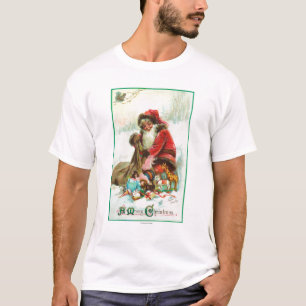 T-shirt Un Joyeux Noël Père Noël emballant des jouets dans