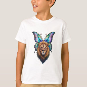 T-shirt Un lion aux ailes papillon.