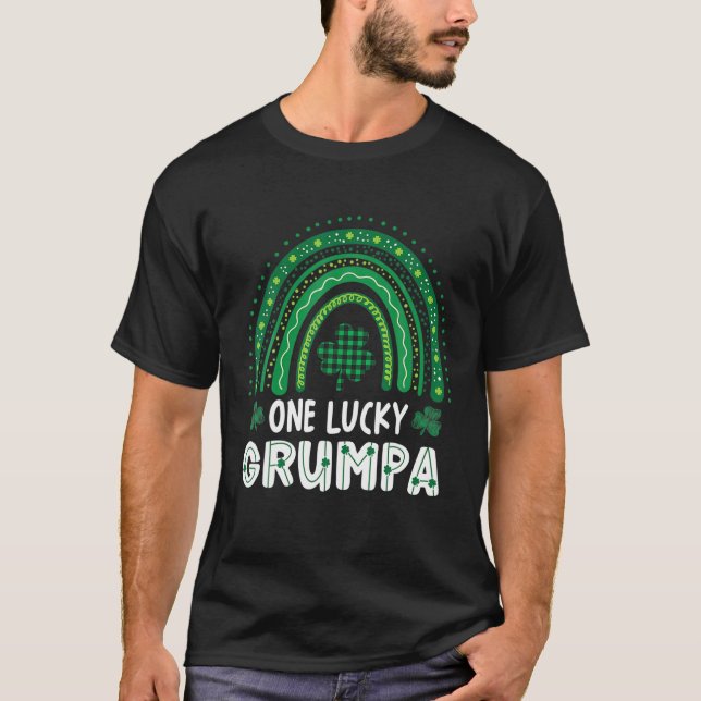 T-shirt Un Lucky Grumpa Shamrock Patrick's Day Rainbow Ir (Devant)