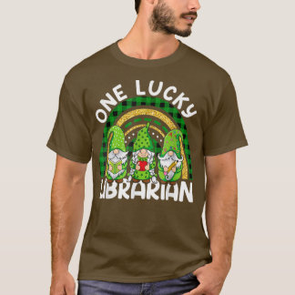 T-shirt Un Lucky Librarian Gnomes St patrick Rainbow714