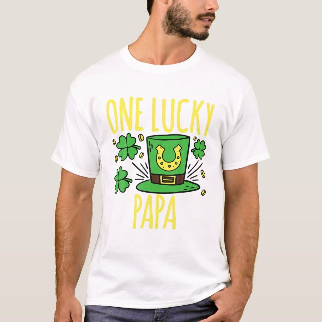 T-shirt Un Lucky Papa St. Patrick's Day Lucky Papa (Devant)