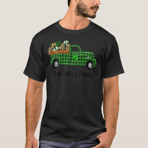 T-shirt Un Lucky Pappy Green Plaid Truck Shamrocks St Pat