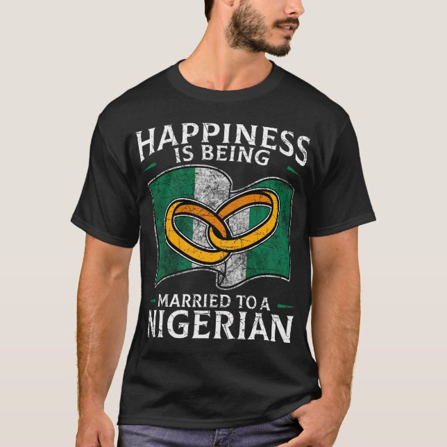 T-shirt Un Mariage nigérian Marrie, drapeau noir du mariag (Devant)
