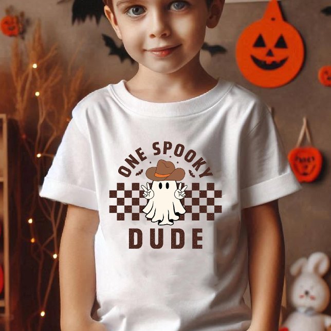 T-shirt Un Mec Éffrayant mignon Occidental Cowboy Boo Hall (One Spooky Dude Cute Western Cowboy Boo Halloween T-Shirt)