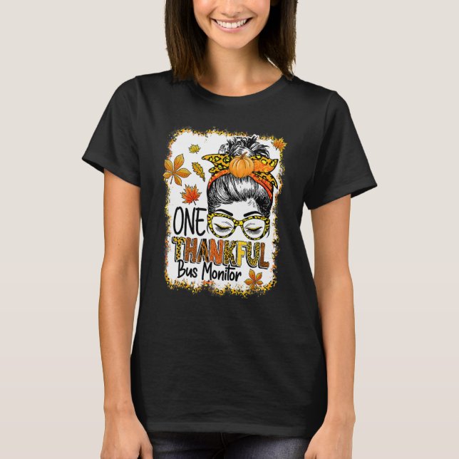 T-shirt Un Merci Bus Moniteur Messy Bun Thanksgiving Fa (Devant)