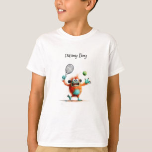 T-shirt Un mignon monstre jouant au tennis