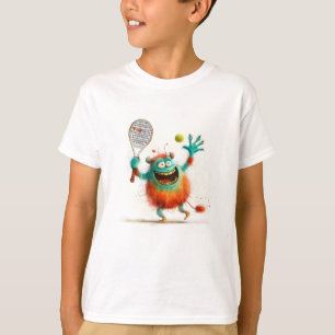 T-shirt Un mignon monstre jouant au tennis