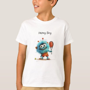 T-shirt Un mignon monstre jouant au tennis