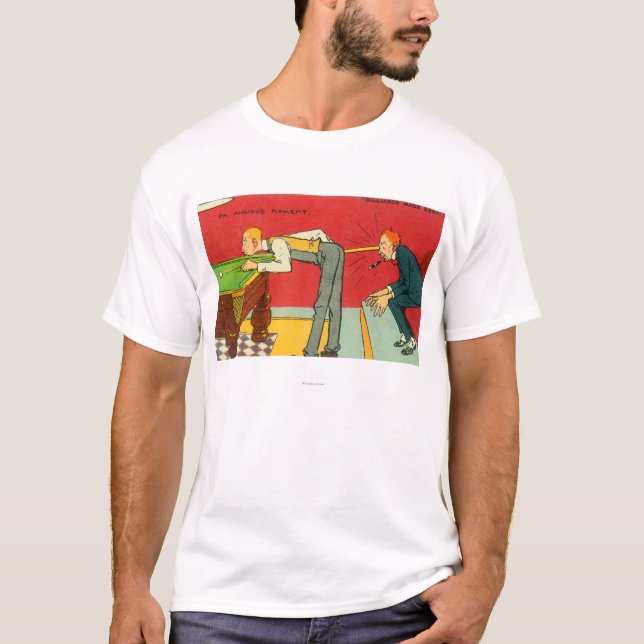 T-shirt Un moment soucieux, queue de billard frappant une (Devant)