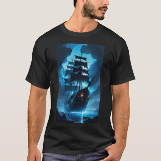 T-shirt un navire fantôme, un bateau pirate, un bateau bru