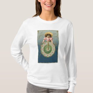 T-shirt Un nouveau YearGirl heureux placé sur une horloge
