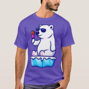 T-shirt Un Ours Polaire Cool Mignonne Mange Du Popsicle Su