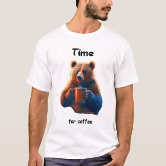 T-shirt Un ours tient une tasse de café vapeur