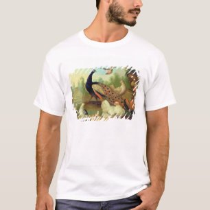 T-shirt Un paon, colombes, poulets et un geai en parc