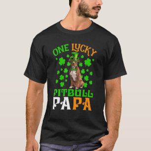 T-shirt Un Papa Chien Chanceux Pitbull Brun Papa St Patric
