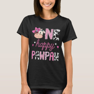 T-shirt Un papa heureux 1er anniversaire fille rose ferme