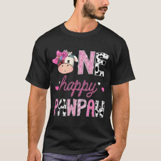 T-shirt Un papaye heureux 1er anniversaire fille rose ferm