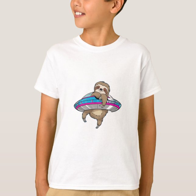 T-shirt Un paresseux accroché à un OVNI. (Devant)
