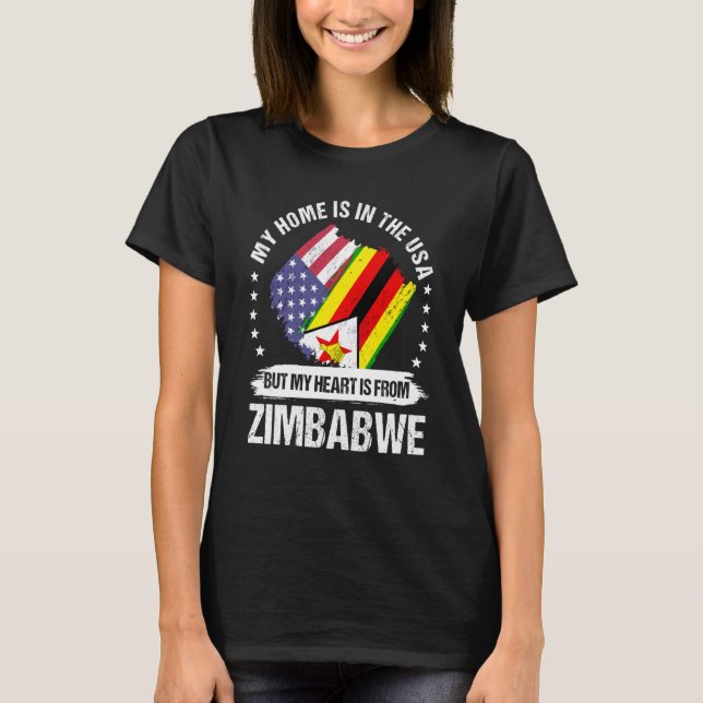 T-shirt Un patriote américain du Zimbabwe grandit fière de (Devant)