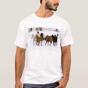 T-shirt Un paysage hivernal de chevaux au galop