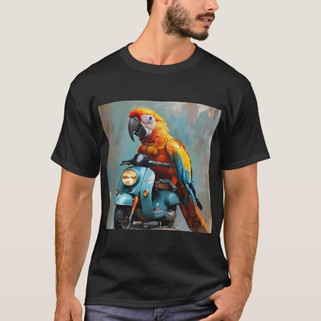 T-shirt Un perroquet sur une moto Partie II (Devant)