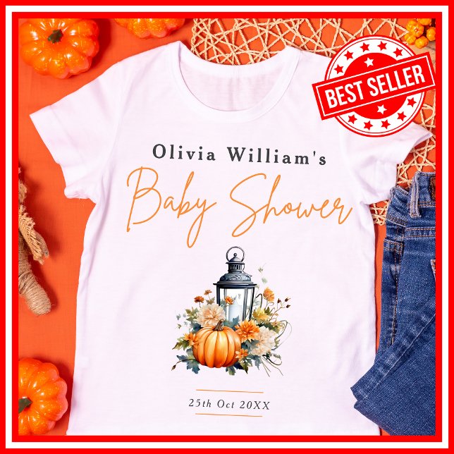 T-shirt Un Petit Citrouille Automne Baby shower Floral Aut (A Little Pumpkin is on the Way Fall Autumn Floral Baby Shower T-Shirt )