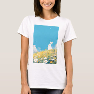 T-shirt Un pré de lapin blanc