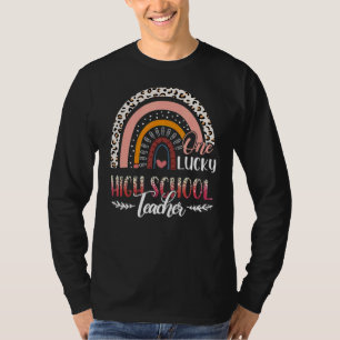 T-shirt Un professeur chanceux Leopard au lycée Rainbow Te