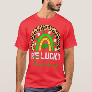 T-shirt Un professeur de Kinder chanceux Rainbow Leopard S