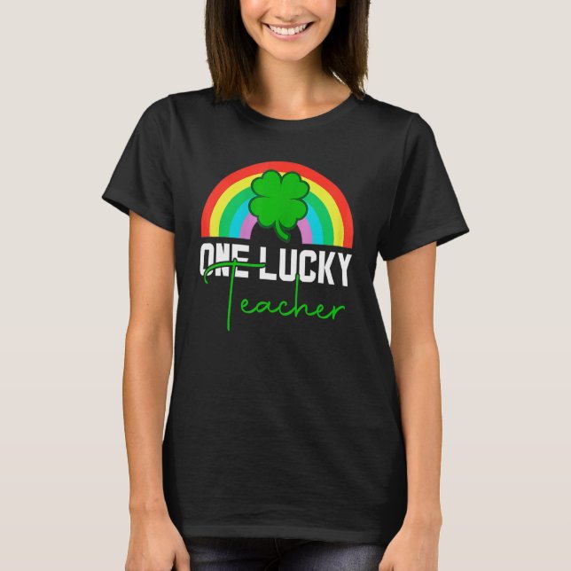 T-shirt Un Professeur Lucky Kinder Rainbow Leopard St Patr (Devant)