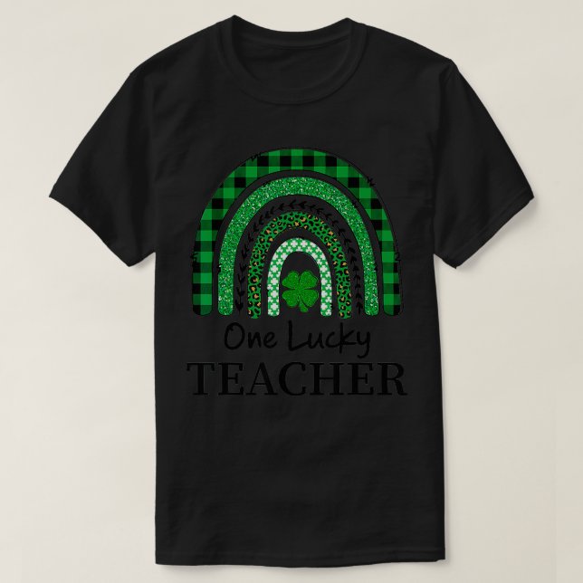 T-shirt Un Professeur Lucky Leprard Rainbow Plaid St Patri (Design devant)