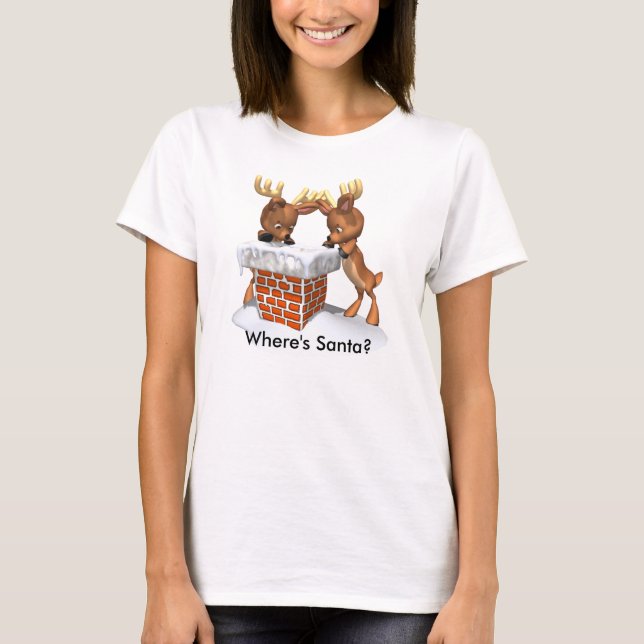 T-shirt Un renne à la recherche de Chimney pour Père Noël (Devant)