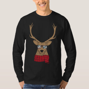 T-shirt Un renne de Noël génial avec lunettes Cool