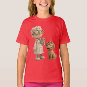 T-shirt Un scientifique et un chien du dessin animé mignon