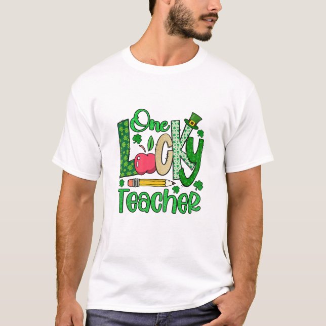 T-shirt Un Shamrock enseignant chanceux (Devant)