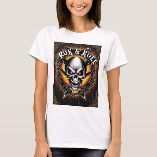 T-shirt Un "Skull" Rock And Roll Band