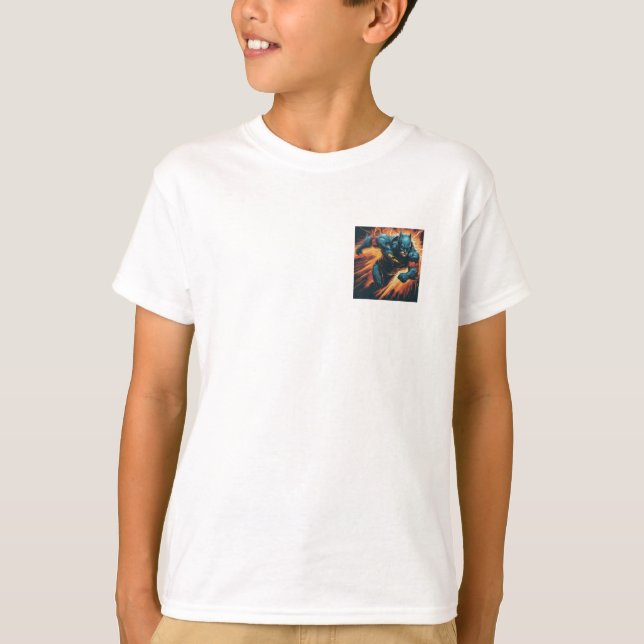 T-shirt Un super-héros épique qui s'envole à travers le ci (Devant)