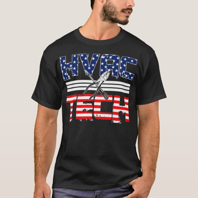 T-shirt Un technicien d'ACC donne un Drapeau américain pat (Devant)