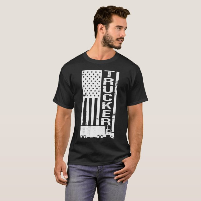 T-shirt Un Trucker américain stressé (Devant entier)