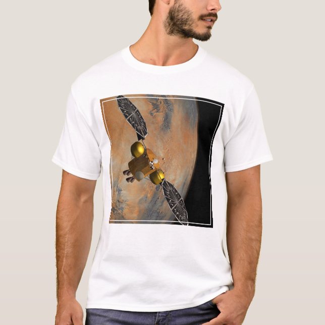 T-shirt Un vaisseau Spacecraft Orbitant Mars. (Devant)