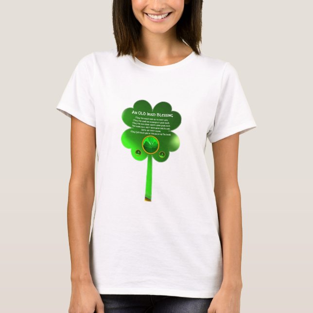 T-shirt Un vieux Shamrock irlandais qui bénit (Devant)